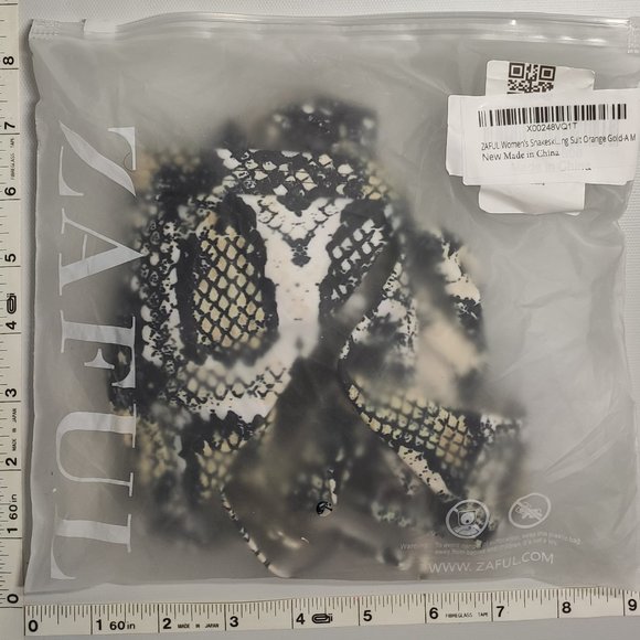 NWT ZAFUL Medium Triangle non-padded High Cut Orange Gold Snake print bikini set - Picture 3 of 6